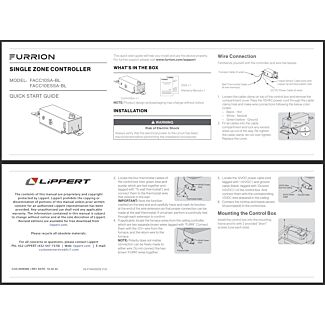 Furrion Single Zone Controller Quick Start Guide | FACC10SA-BL / FACC10ESSA-BL