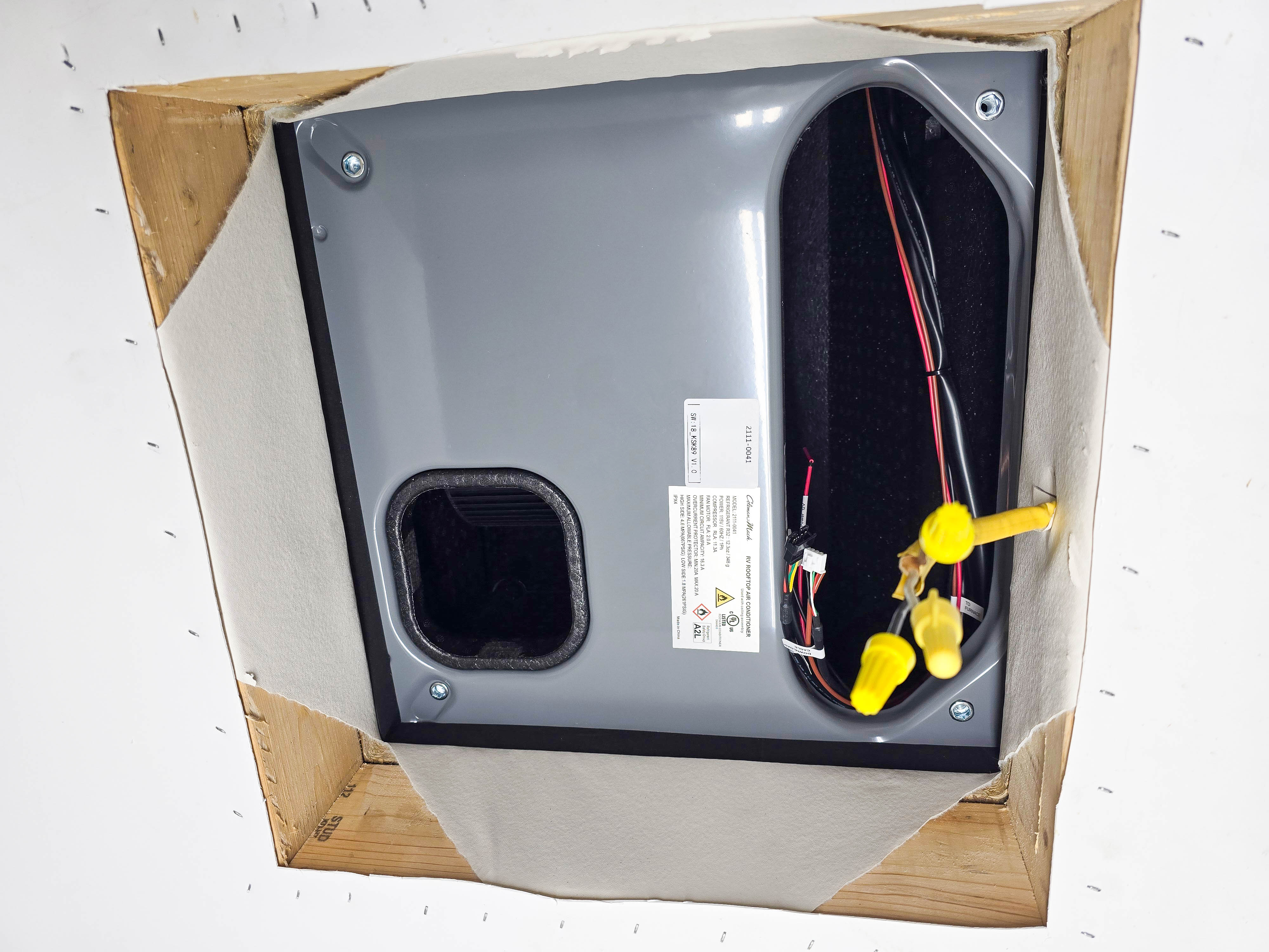 Bottom view after AC placed on the roof.