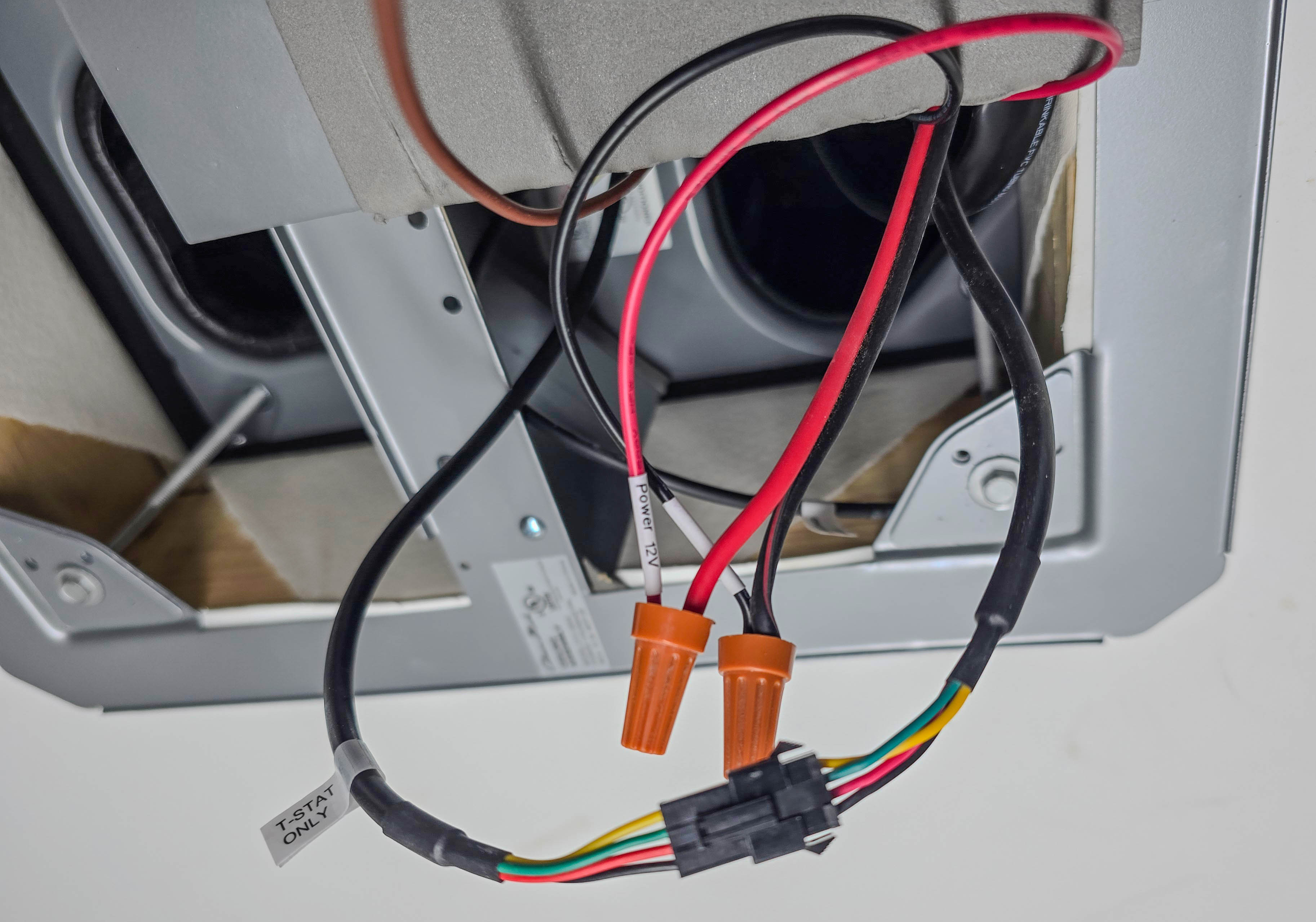 12V control wiring and thermostat connections.